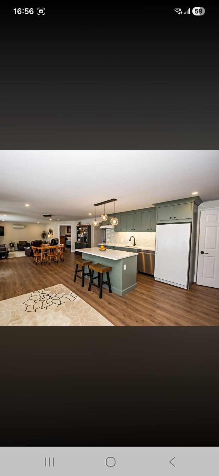 Green Open Concept Kitchen